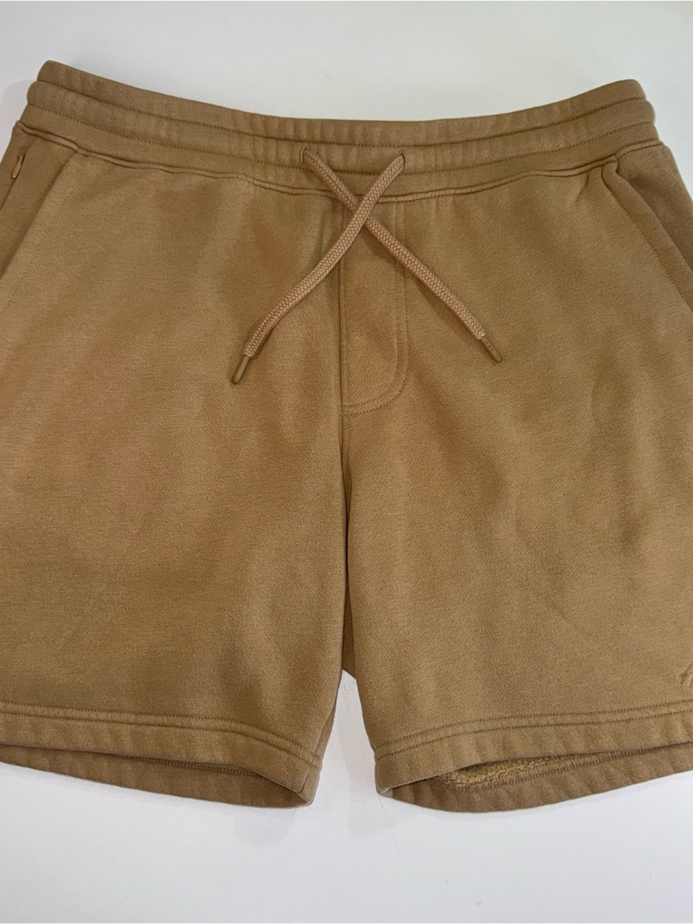Hollister Shorts Mens L Tan Brown Sweat Drawstring Pockets Embroidered Logo